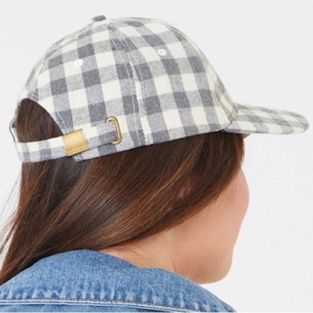 Grey Checkered Baseball Hat. - Picture 2 of 4